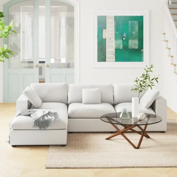 Modular 4-Piece Sectional Sofa – Soft Fabric, Minimalist Design