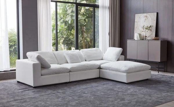 Modular 4-Piece Sectional Sofa – Soft Fabric, Minimalist Design - Image 3