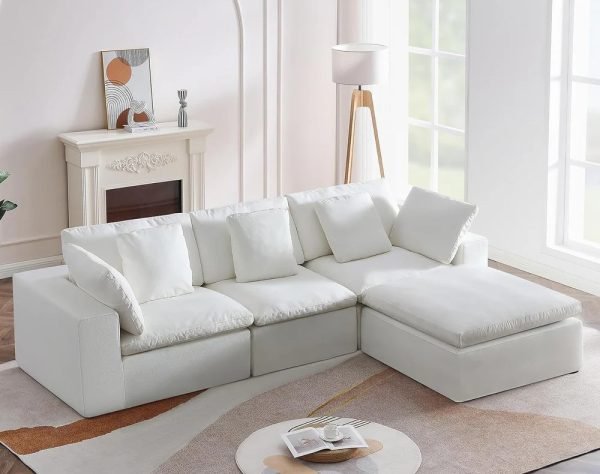 Modular 4-Piece Sectional Sofa – Soft Fabric, Minimalist Design - Image 4
